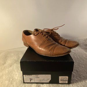 JCrew Womens Leather Oxford, US 7.5, Nutmeg Brown